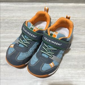Tsukihoshi Blue and Orange Sneakers with Velcro Strap
